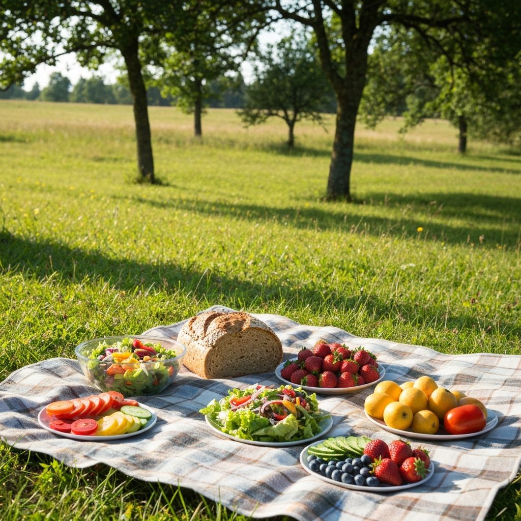 Perheruokailu ulkona luonnossa